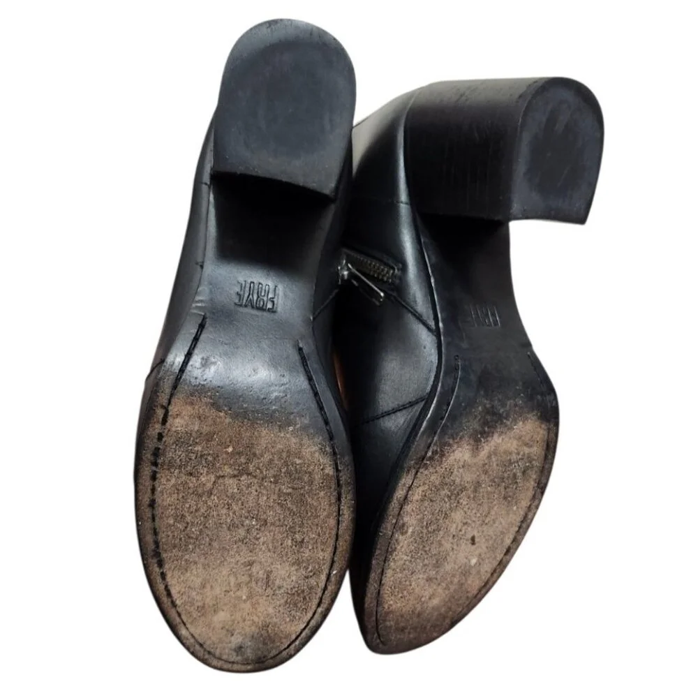 Frye - Nora Zip Short Ankle Leather Boots Black Women's Size US 8.5M